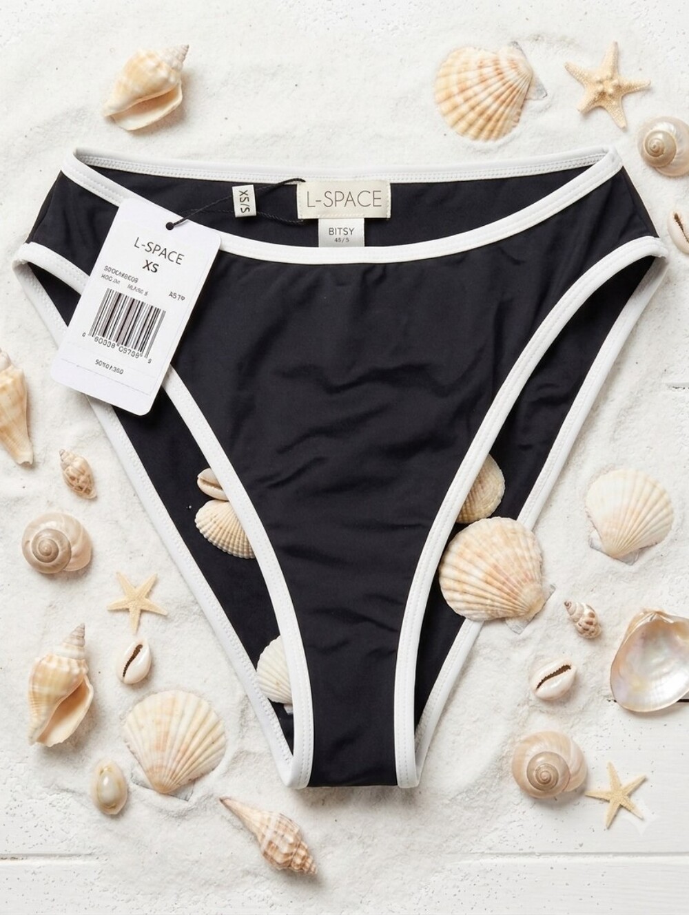 l*space Black & White High-Cut Bitsy Bikini Bottom